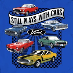 Joe Blow T’s Ford Muscle Still Plays With Cars Men’s Blue T-Shirt Mustang Falcon