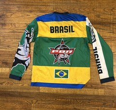 PBR Brasil Brazil Monster Jersey Global Cup XL Pro Bull Riding Shirt – Stains