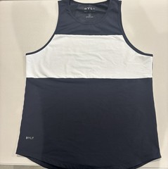BYLT Premium Basics Lux Drop Cut Tank Mens XL Navy Blue White Colorblock Shirt
