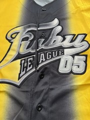 VTG 90’s Fubu League Men’s Sz XL Baseball Jersey Shirt Black Yellow Embroidered