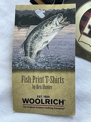 Vintage Woolrich Fish Print T-shirt 90’s White Outdoor Ken Hunter Art Mens 2XL
