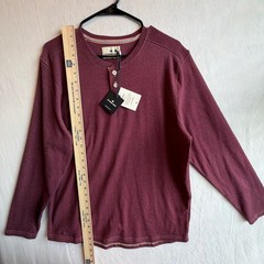 The Normal Brand Puremeso Two Button Henley in Wine
