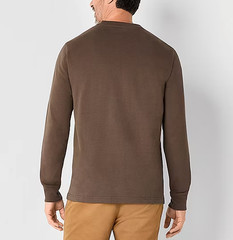 St. John’s Bay Sueded Jersey Mens Crew Neck Long Sleeve T-Shirt – Brown Sz XL