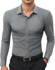 Spring Fashion Stretch Shirt Men Casual Long Sleeves Business Casual Coat