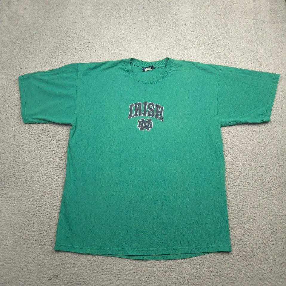 Vintage JanSport Notre Dame Fighting Irish T Shirt XL Green USA Made Y2K
