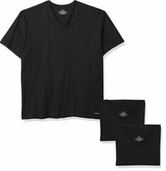3 GENUINE CALVIN KLEIN SIZE 2XL 100% COTTON T-SHIRTS BLACK WHITE GRAY V NECK