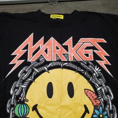 Iron Market Smiley x Market Shirt Mens MEDIUM Black 100% Cotton Heavy Metal 🤘