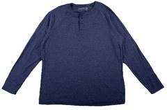 Faherty Henley Long Sleeve Shirt Men’s XL Blue Cloud Cotton
