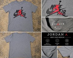 Jordan Gray Graphic Print Logo T-Shirt Mens M Regular Short Sleeve Crew Neck