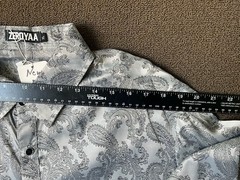 Zeroyas Men’s Long Sleeve Silver Paisley Button-Up Dress Shirt