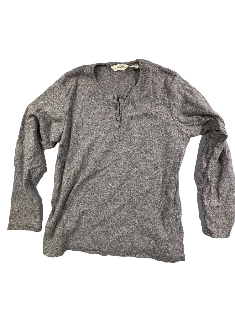 G.H. Bass & Co. Men’s Medium Gray Marled Henley Long Sleeve Shirt 100% Cotton M