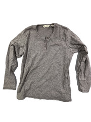 G.H. Bass & Co. Men’s Medium Gray Marled Henley Long Sleeve Shirt 100% Cotton M