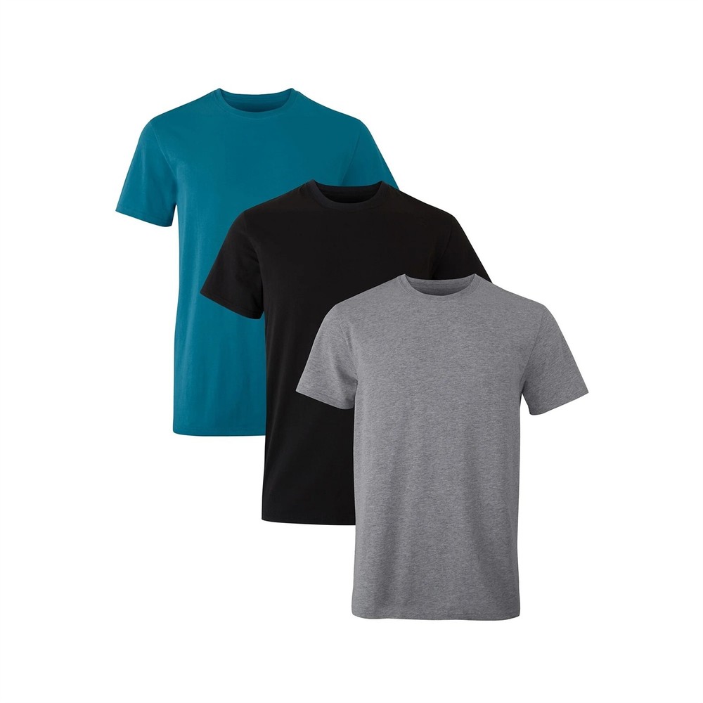 NIB Hanes SS TShirts Moisture-Wicking Stretch Cotton 3pk Men S Black Gray Blue