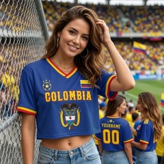 Custom Colombia Soccer Crop Top Jersey Personalized Name Number Women’s Football