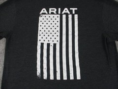 Ariat Shirt Mens XL Gray White American Flag Graphic Patriotic Western Cowboy