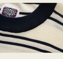 Men’s Retro Knitted Tencel Contrasting Horizontal Stripe Short Sleeved T-Shirt