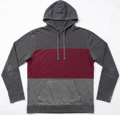 MEN’S HOODIE: Shouthouse Colorblock Pullover Gray Lightweight Athletic Fit LARGE