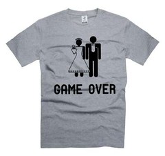 Funny Wedding Joke Shirt Game Over T-Shirt Marriage Wedding Party Tees