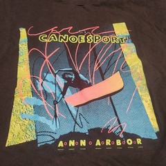 Vintage Fruit Of The Loom Canoe Sport Black XL Shirt Ann Arbor Made In USA