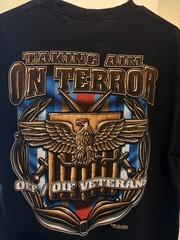 Vntg Military 7.62 Design T-Shirt Men’s L OEF/OIF Veterans Taking Aim On Terror