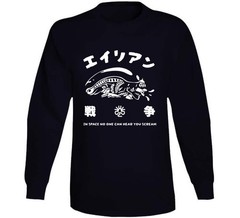 Japanese Alien Graphic Retro Xenomorph Face Hugger Sci-Fi Movie T Shirt