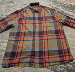 Seasalt Men’s Fathomer Flannel Checked Plaid Shirt Regular Fit Orange Green XXXL