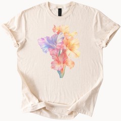 Watercolor Floral Comfort Tee Pastel Graphic Soft Relaxed Fit Shirt