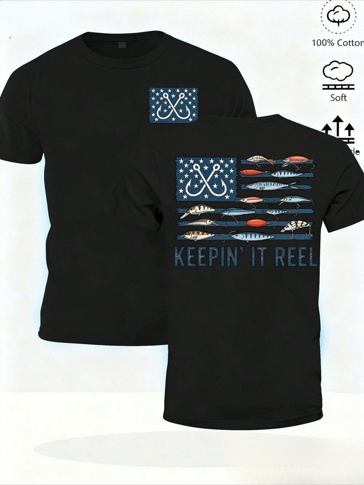 American Flag Fishing Hook Bait Fish Stay True Printed Men’S And Women’ST-Shirts