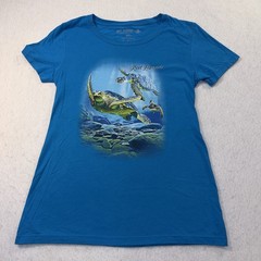 Reel Legends woman’s Medium Turquoise Sea Turtle Graphic T-Shirt EUC