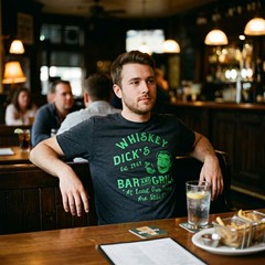 Mens Funny T Shirts Whiskey Dicks Bar Novelty St Patricks Day Tee for Guys