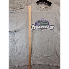 Puma T Shirt Mens 2XLT Grey Milwaukee Bucks Basketball Vintage 90s Streetwear