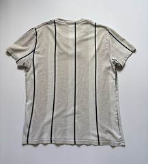 Hollister Mens Small Gray Beige Striped Crewneck 100% Cotton Embroidered Logo