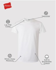 Hanes Men’s Soft Cotton Undershirt Multipack Stay-Tucked Crew Neck Tee