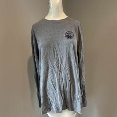 Patagonia Men’s L Gray Cotton Solid Crew Neck Long Sleeve Logo T-Shirt