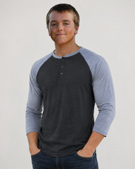 Hawk Men’s Black and Gray Pullover Henley Shirt Medium