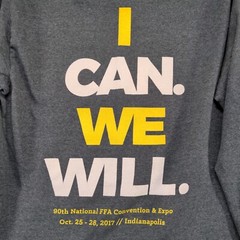 FFA Men’s I Can We Will T-Shirt Gray Small Long Sleeve Crew Neck Polycotton
