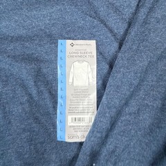 Members Mark Mens Size L Large Heather Blue Long Sleeve Crewneck Tee NEW