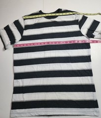 Ocean Pacific Men’s Striped T-Shirt Black White L/G (42-44) Cotton Crew Neck H22