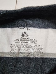 Ocean Pacific Men’s Striped T-Shirt Black White L/G (42-44) Cotton Crew Neck H22