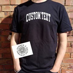 Custom Print College Style T-Shirt – Personalised, Varsity Top, Various Colours