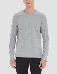 Men’s 2 Pack Long Sleeve Soft Casual Cotton Crew Neck Shirts (Heather Grey, M)