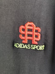 VINTAGE 90s Adidas Sport Embroidered T-Shirt Black Single Stitch Made in USA M