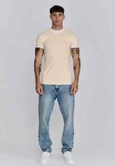 SikSilk Men;s Ecru Ringer T-Shirt Medium