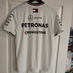 Mercedes Petronas F1 Tommy Hilfiger Men White Short Sleeve Tee Shirt Size M