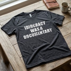 Idiocracy was a Documentary Funny Sarcastic Saying Gift Vintage Men’s Tee A79