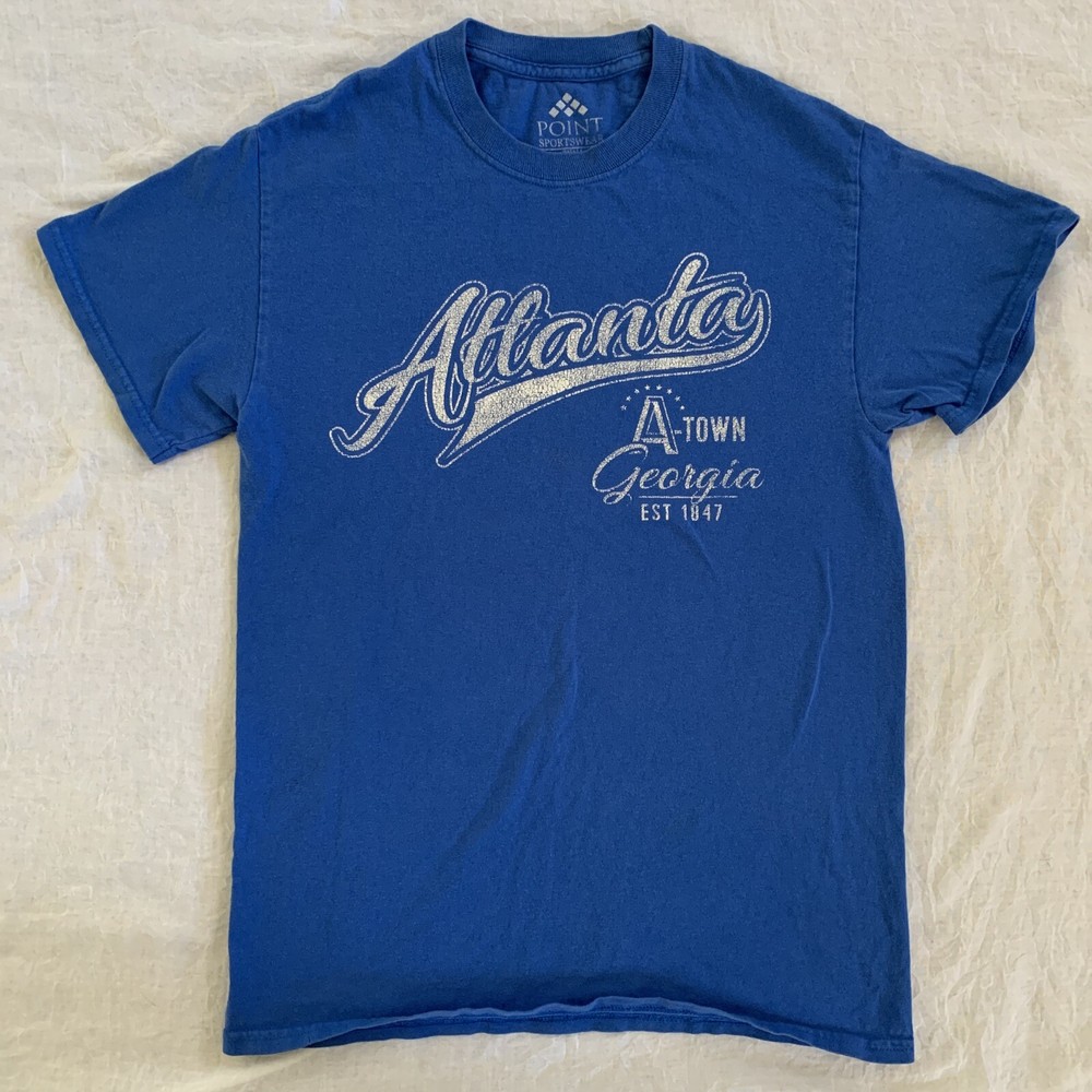 Point Sportswear Men’s T-Shirt Atlanta Georgia Blue Size Small S Short Sleeve