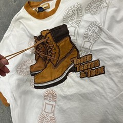 Vintage 00s Y2K Raw Blue Lace Up Boots Rare 3D White Tan Tee XXL