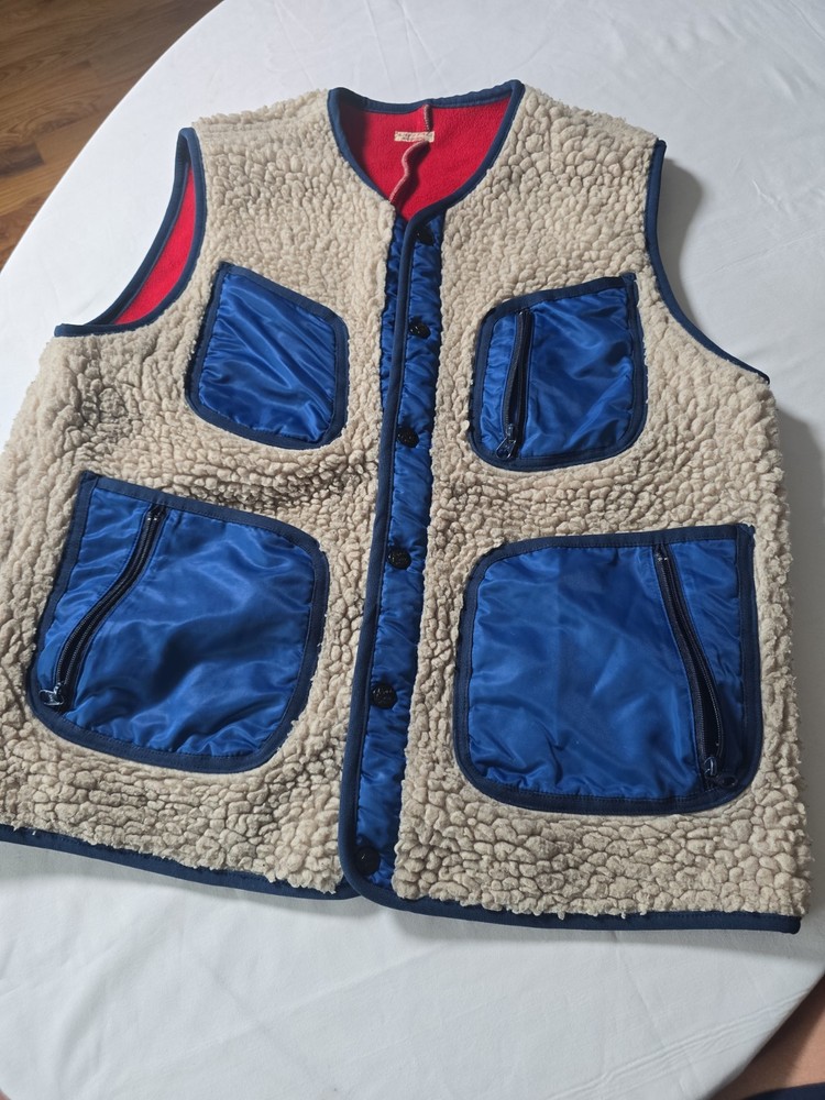 KAPITAL Vest Boa Fleece Navy Cream Unisex Size XL 4 Pre-owned Made in Japan 0306