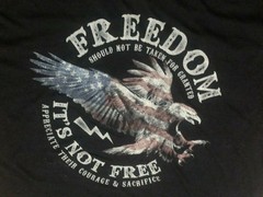 John Galt Freedom It’s Not Free USA Flag Eagle Black T-Shirt Men’s Large