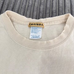 VTG Caesars Palace T-Shirt Mens L Cream Gladiator Las Vegas Long Sleeve Distress